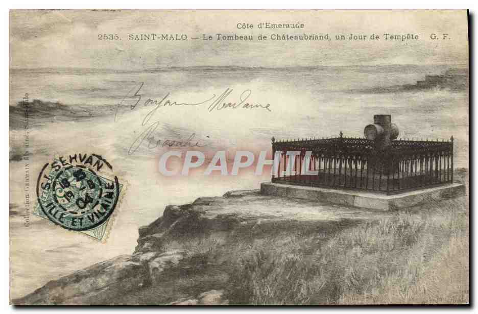Saint-Malo — Le Tombeau de Châteaubriand, un Jour de Tempête — G. F. — n° 2535