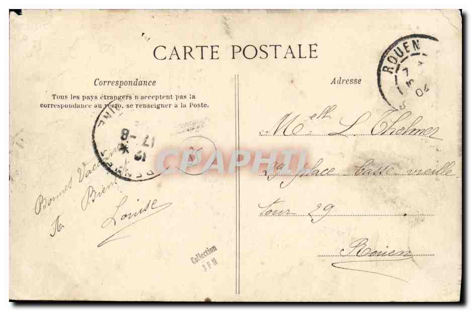 Tarjeta postal antigua Saint Malo Place de Chateaubriand Cafe des Voyageurs — Reverso