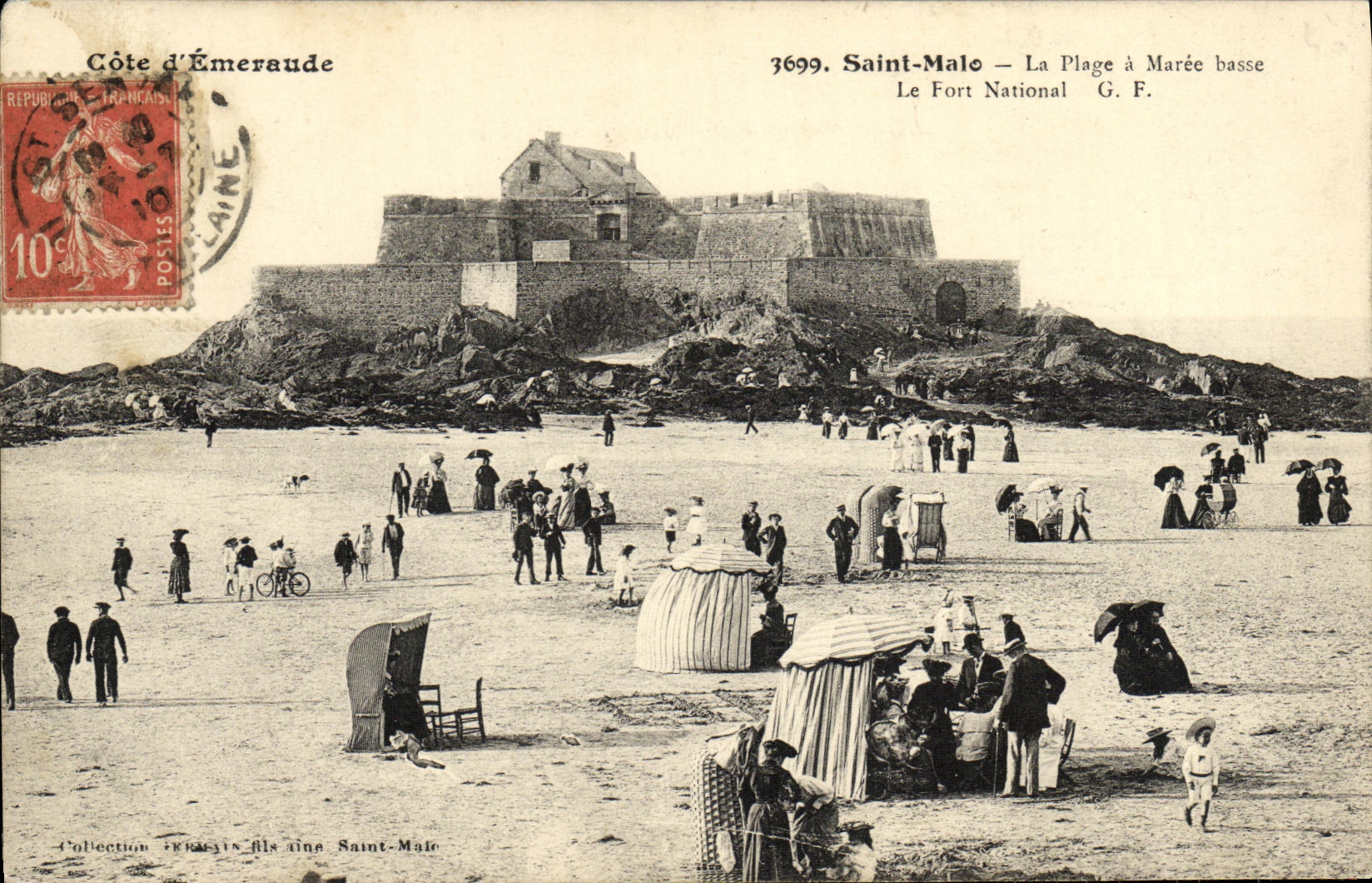 Saint-Malo — La Plage à Marée basse — Le Fort National — G.F.