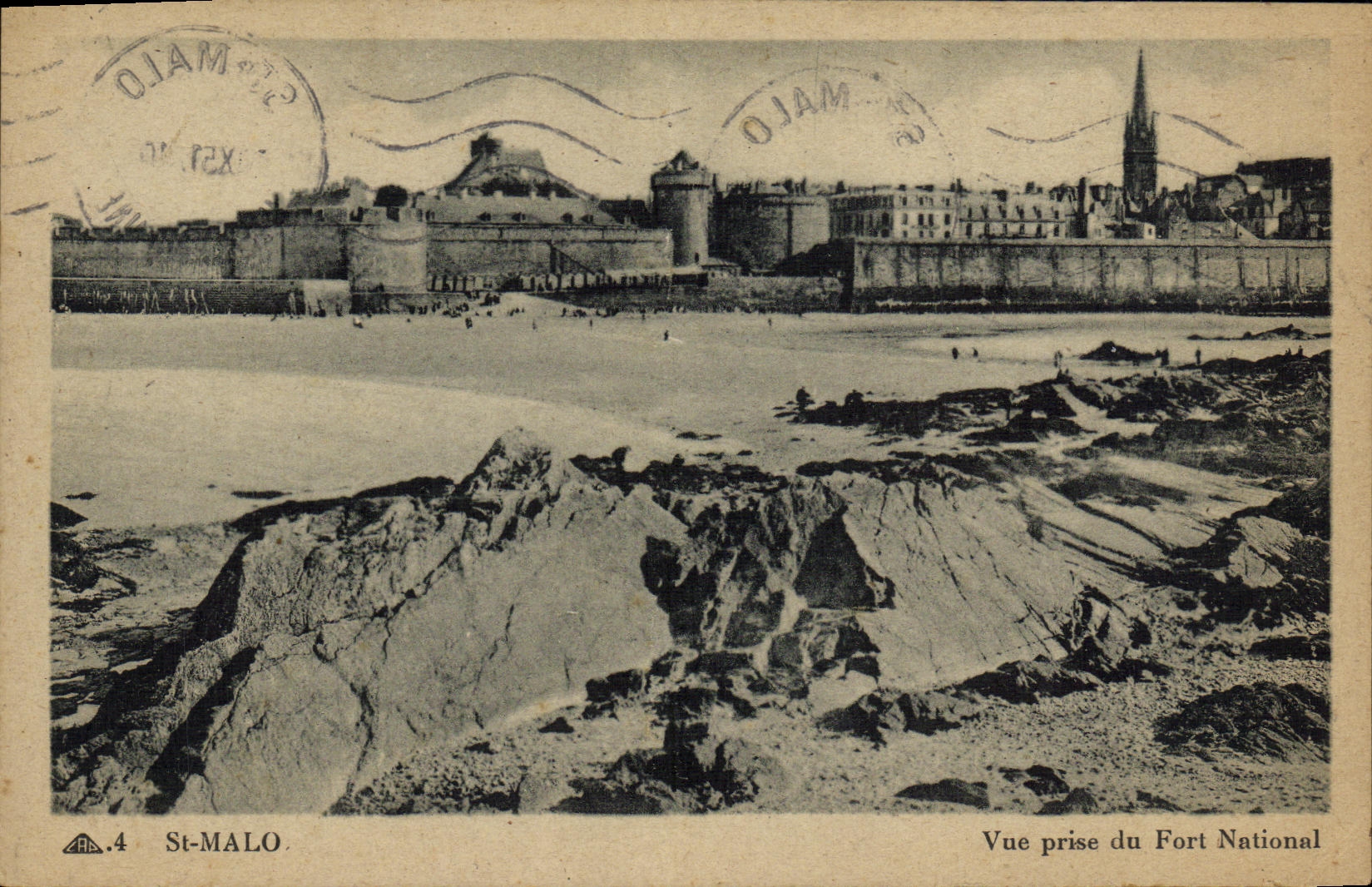 St-Malo — Vista tomada desde el Fuerte Nacional — Tarjeta postal antigua n°4, editor C.P. des Arts Mécaniques