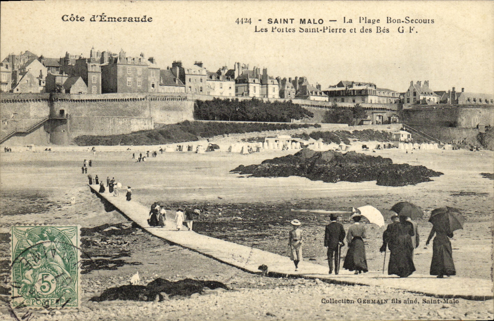 Saint-Malo — La Plage Bon-Secours — Les Portes Saint-Pierre et des Bés — G.F. — Collection GERMAIN fils aîné, Saint-Malo