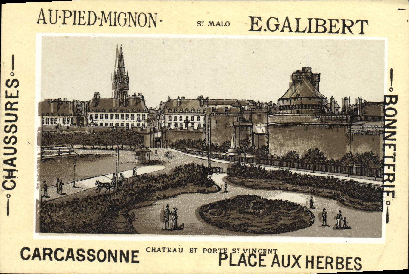 Chromo Parame pres Saint Malo Au pied Mignon Galibert Place aux herbes Carcassonne Chateau et Porte St Vincent