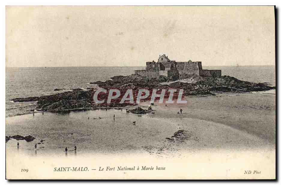 SAINT-MALO — Le Fort National à Marée basse — ND Phot, n° 109