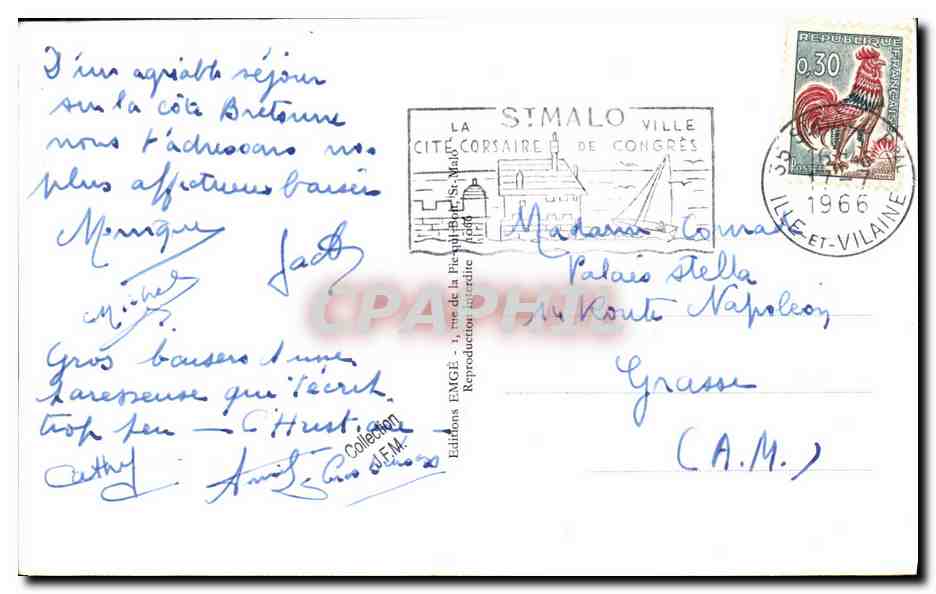 Lobster cuisinier — publicité pour la poissonnerie 'chez Zchuche' à Saint-Malo — dessin de Morice — Verso