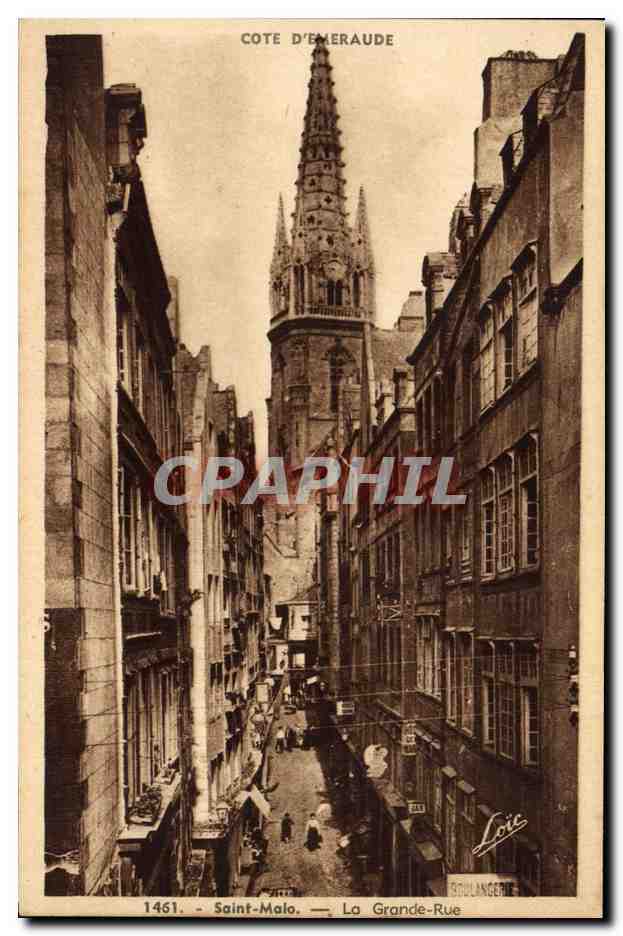 Saint-Malo — La Grande-Rue — vue de la cathédrale — Éditeur Boulanger