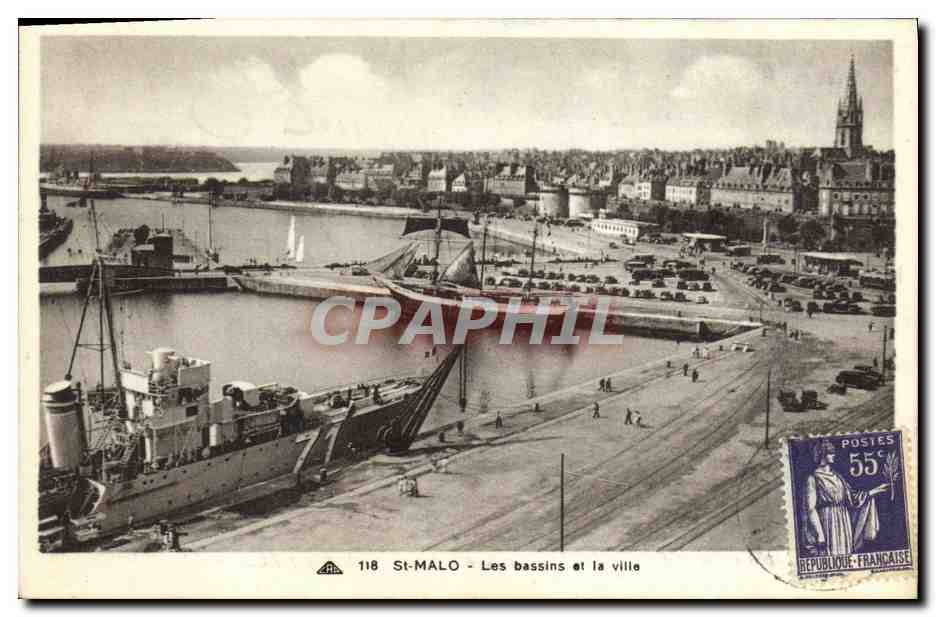 St-Malo - Les bassins et la ville — CPA n°118, éditeur C° DES ARTS PHOTOBUCH-CHIM