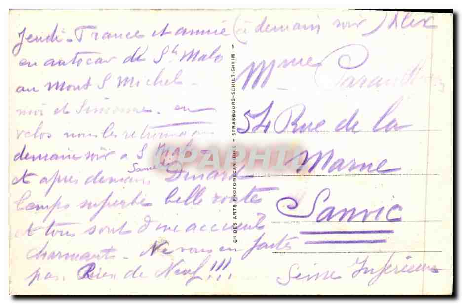 St-Malo - Les bassins et la ville — CPA n°118, éditeur C° DES ARTS PHOTOBUCH-CHIM — Reverso