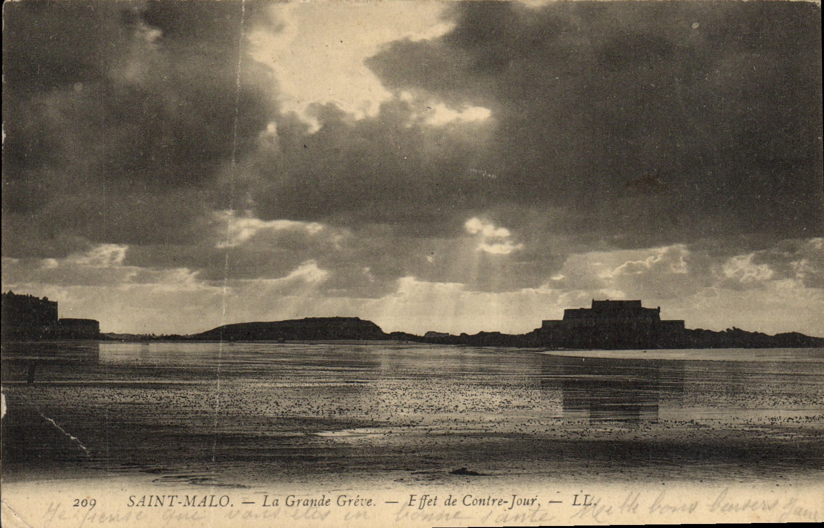 Antike Ansichtskarte Saint Malo Die Große Grève Effekt des Rücklichts