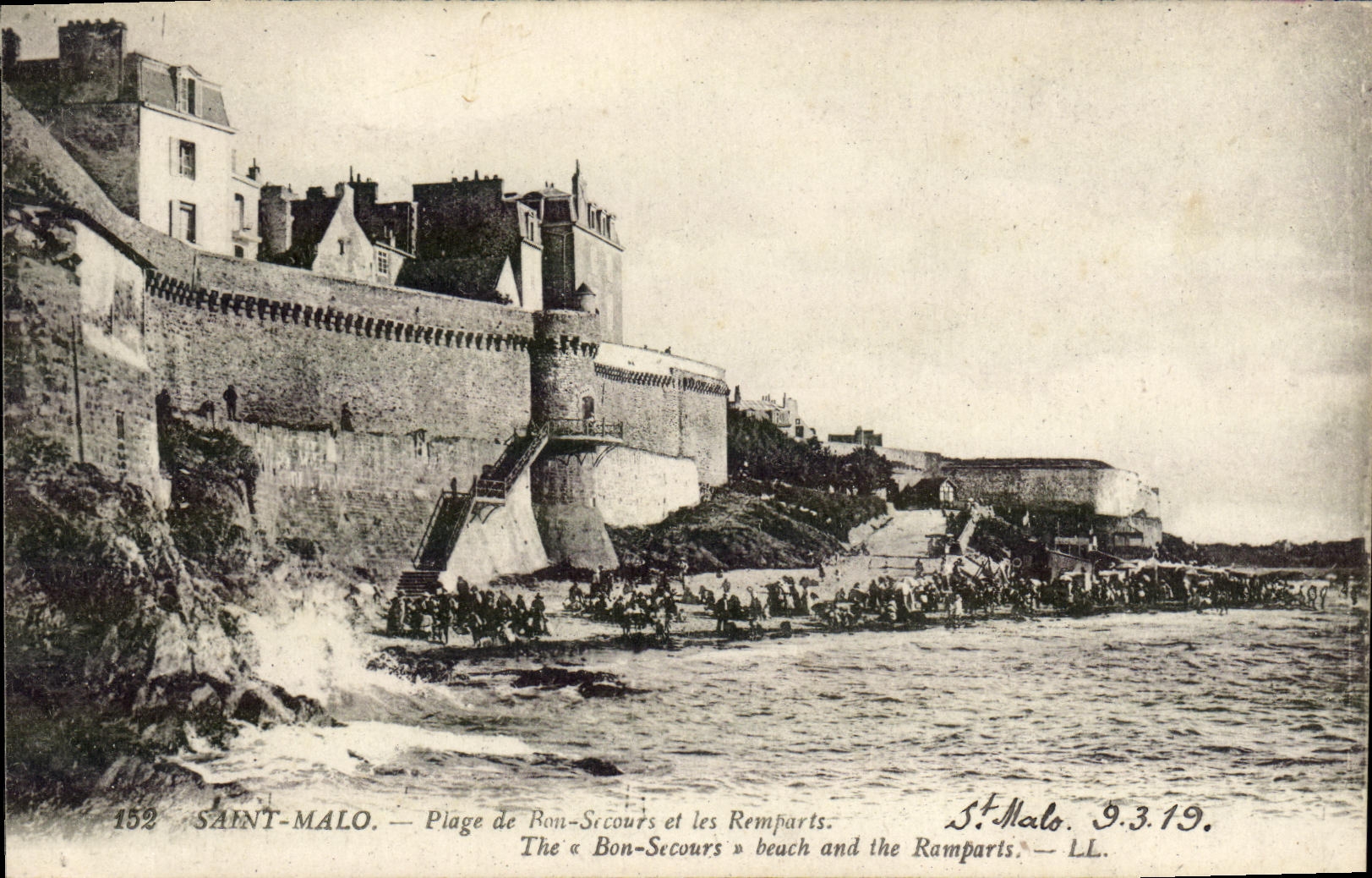 Saint-Malo — Plage de Bon-Secours et les Ramparts — LL, n°152