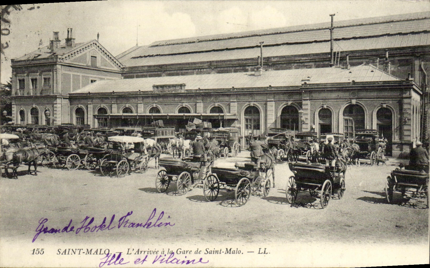 Saint-Malo — La Llegada a la Estación de Saint-Malo. — LL. — Grande Hotel Franklin — n°155