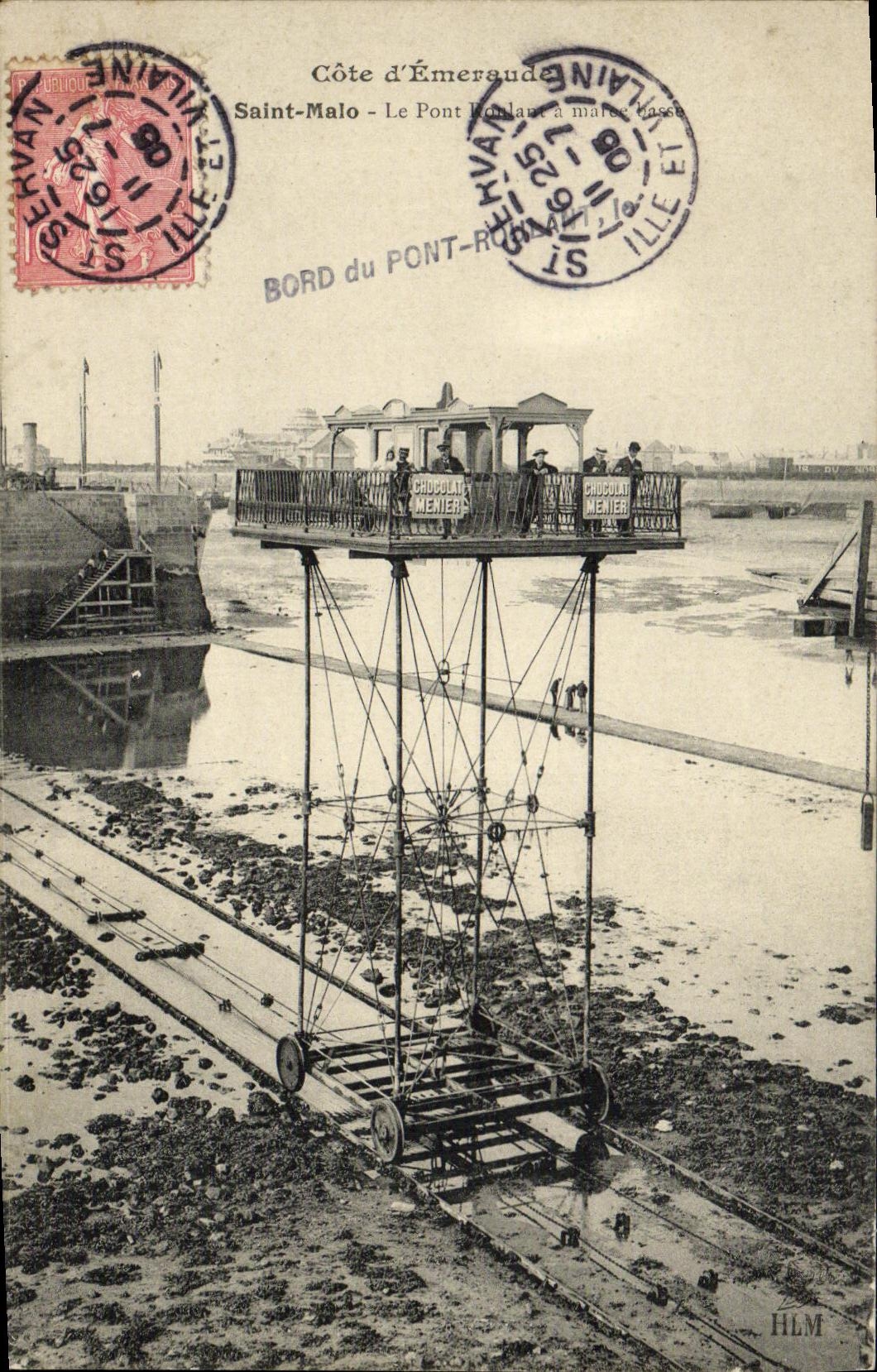 Saint-Malo - Le Pont-Roulant à marée basse — Chocolat Menier, HLM