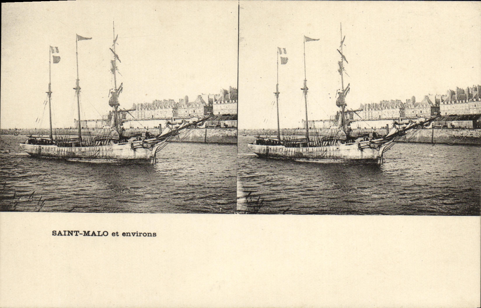 Saint-Malo et environs — vue de navire à voile dans le port — éditeur non identifié