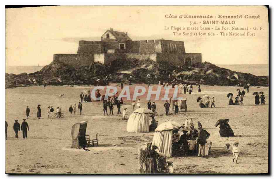 CPA Saint Malo La Plage a Maree Basse Le Fort National