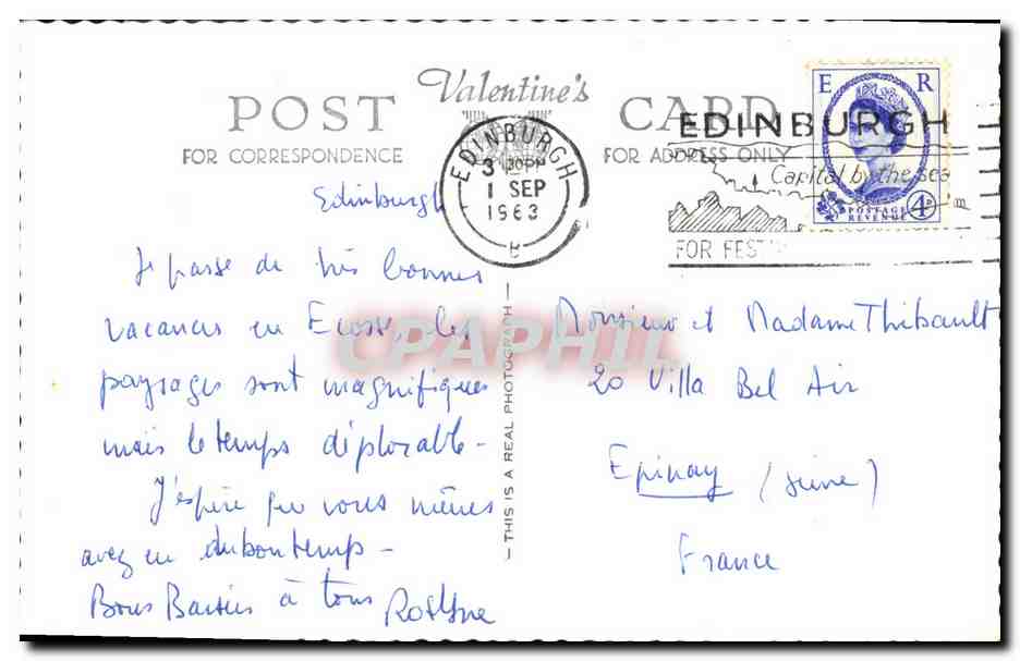CPM Edinburgh Castle Scolt Monument And Princes Street — Back