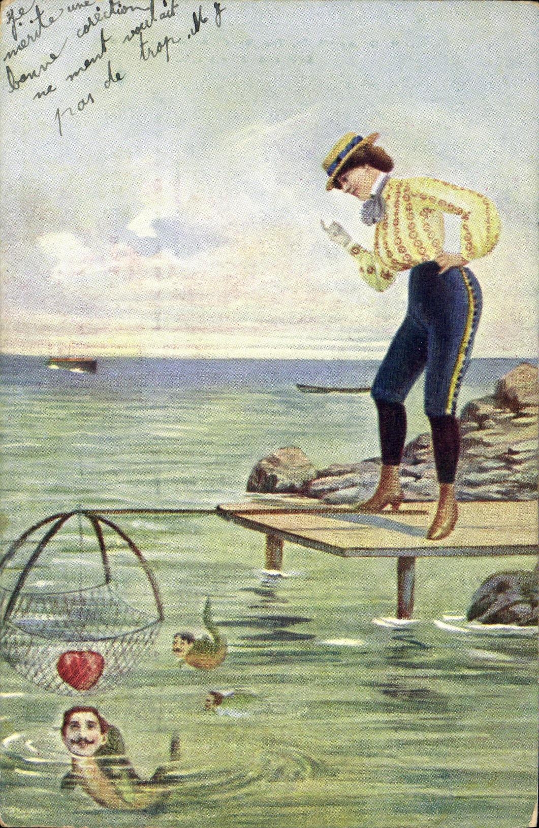 Homme en costume de bain sur un quai — M. Bétiluger & Co. — Série 4360-2