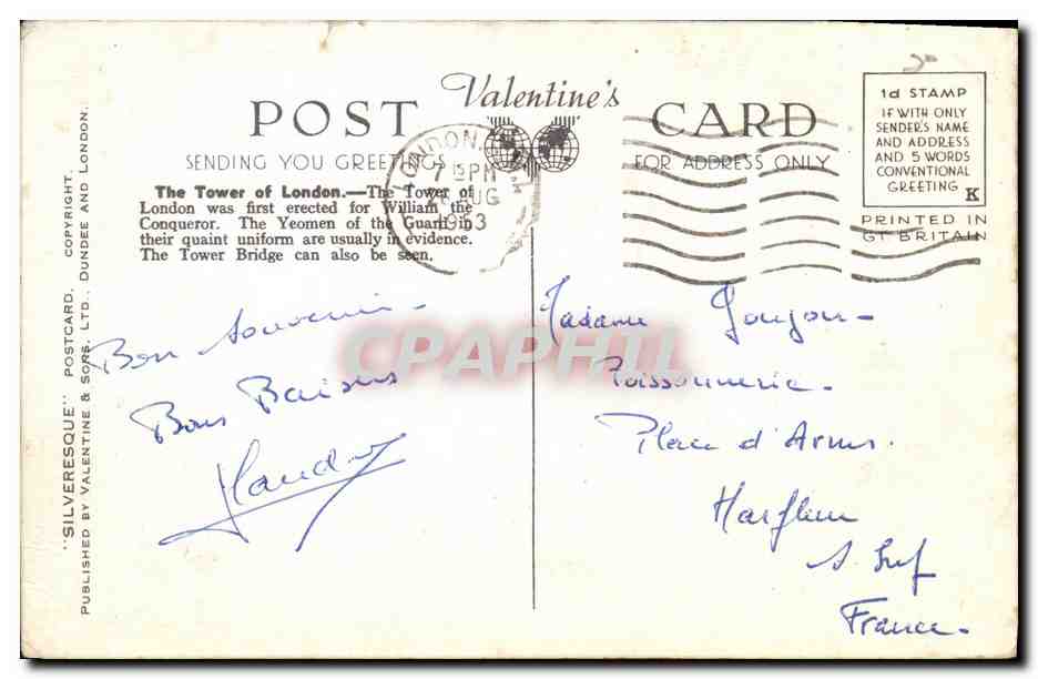 CPA London The Tower of London and tower bridge  — Verso
