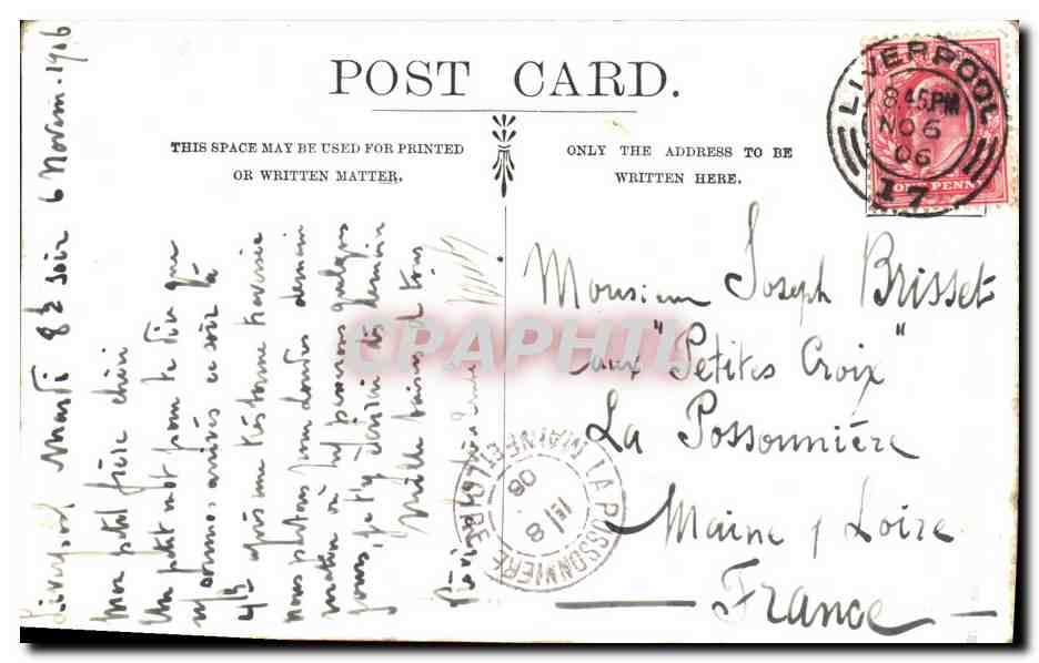 CPA London North Western Hotel Lime Street station Liverpool — Rückseite