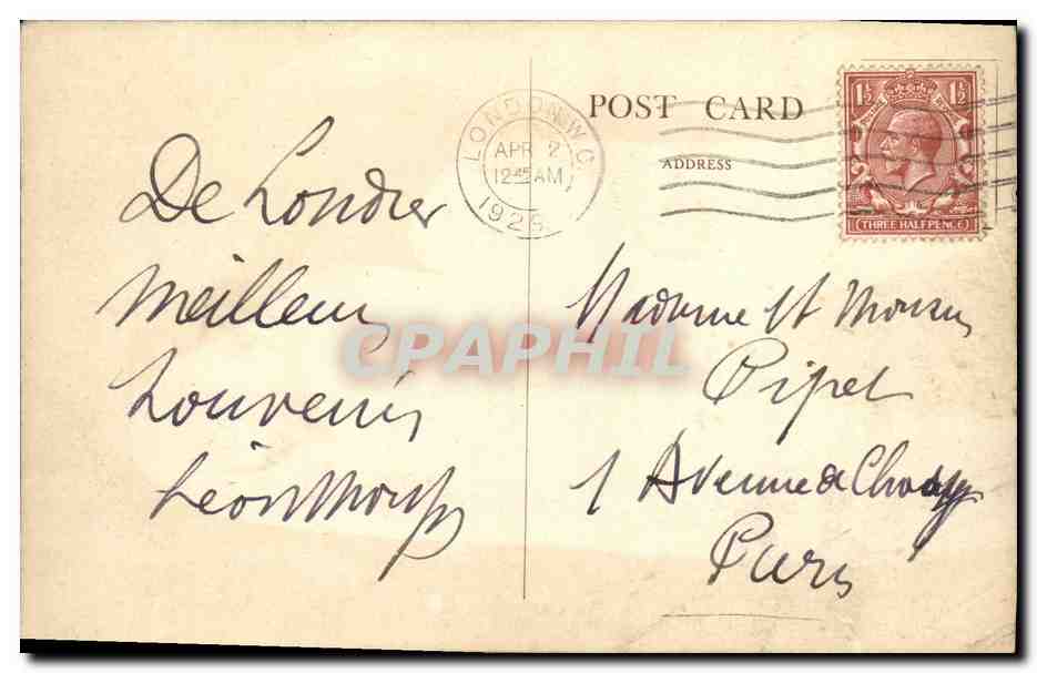 CPA Admiralty Arch London — Verso