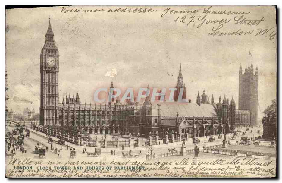 CPA London Clock Tower and Houses of Parliament 