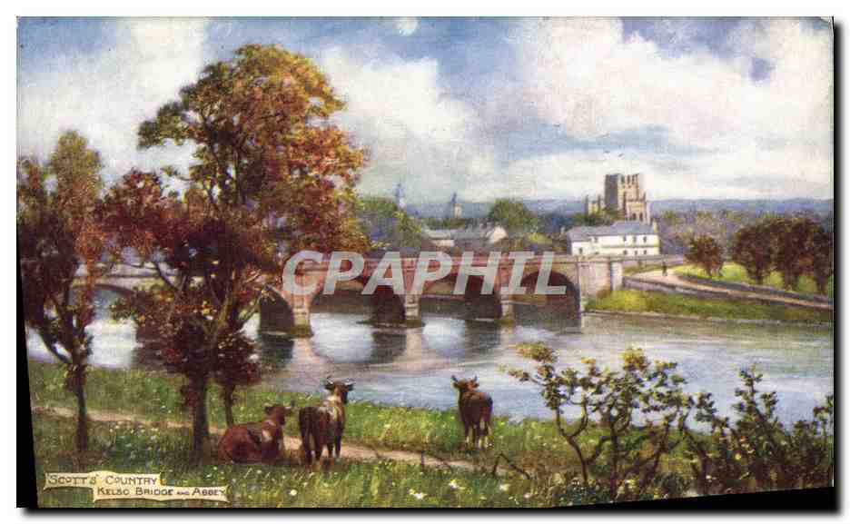 CPA Scotts Country Kelso Bridge and Abbey Vaches 