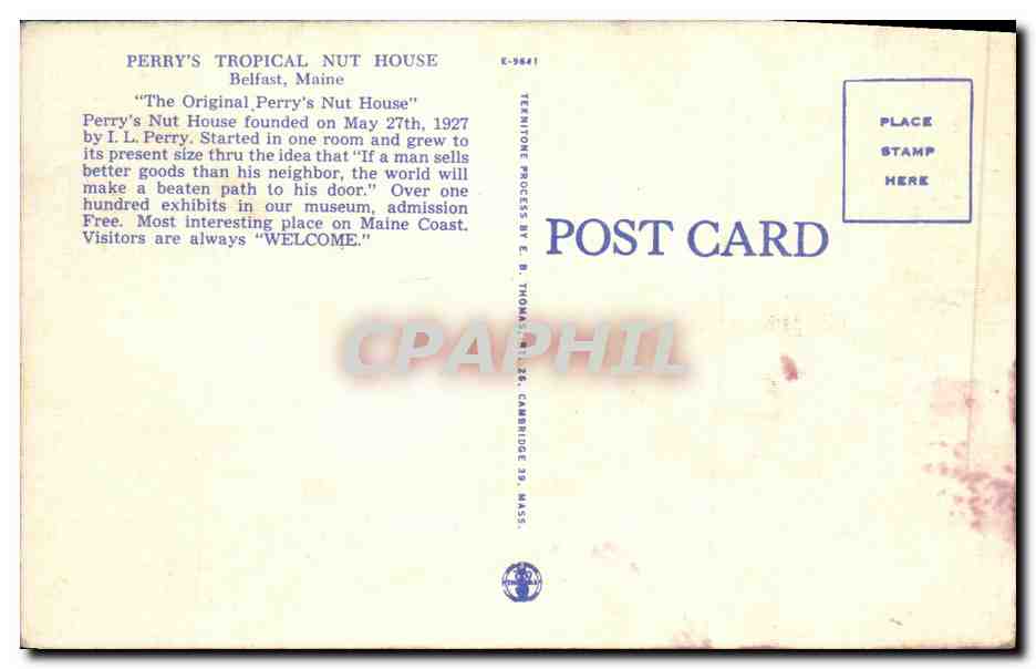 CPA The Original Perry s Nut House Belfast — Back