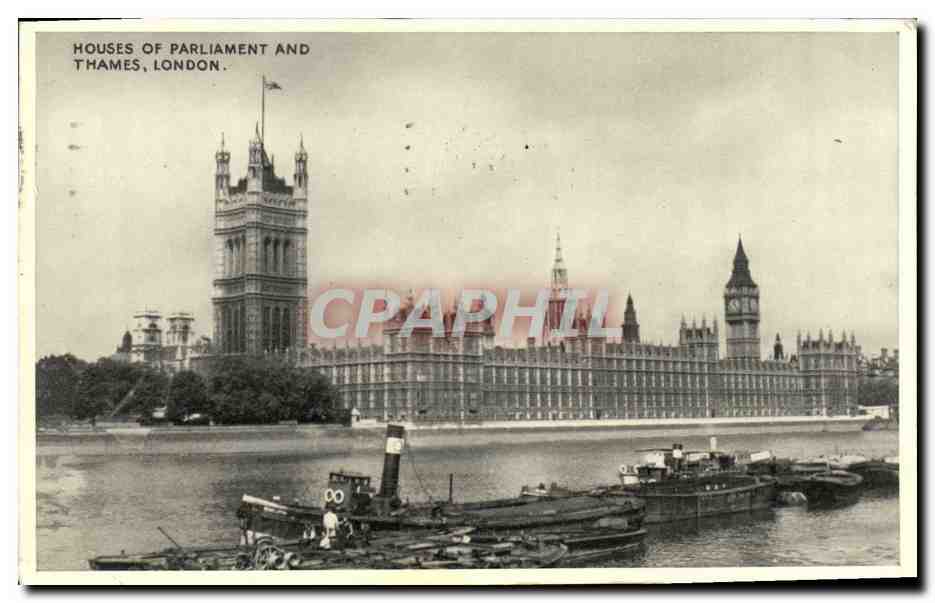 CPA Houses Of Parliament And Thames London Bateau