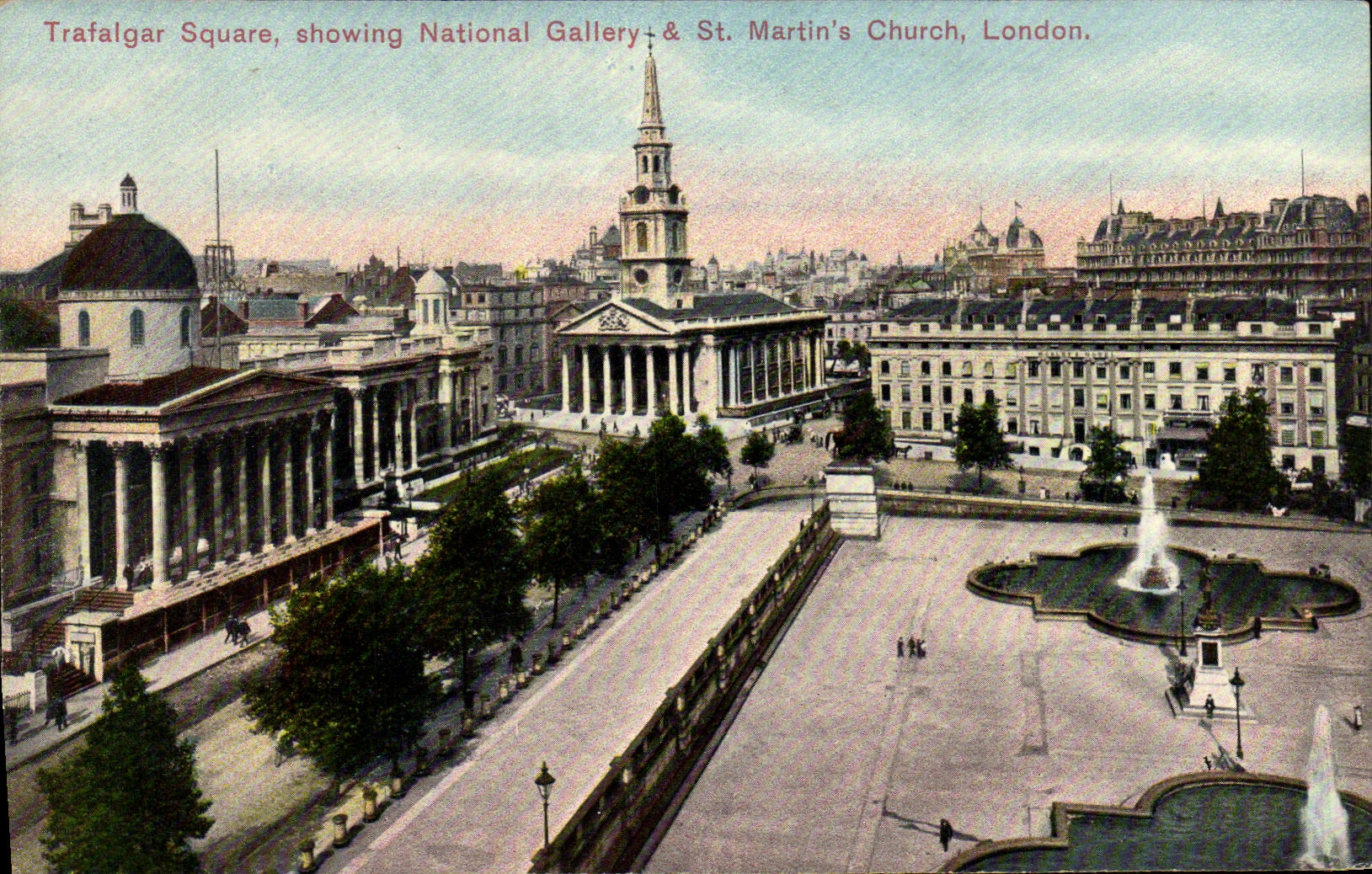 CPA Trallagar Square showing National Gallery St Martin s Cathedral London 