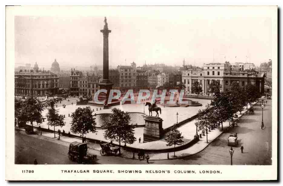 CPA London Trafalgar Square Showing Nelson s column