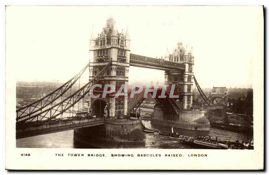 CPA The Tower Bridge Showing Bascules Raised London 