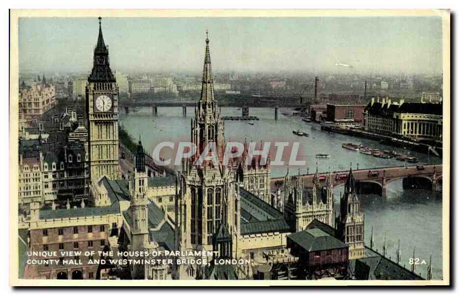 CPA London Unique View of The Houses of Parliament County Hall and Westminster Bridge 
