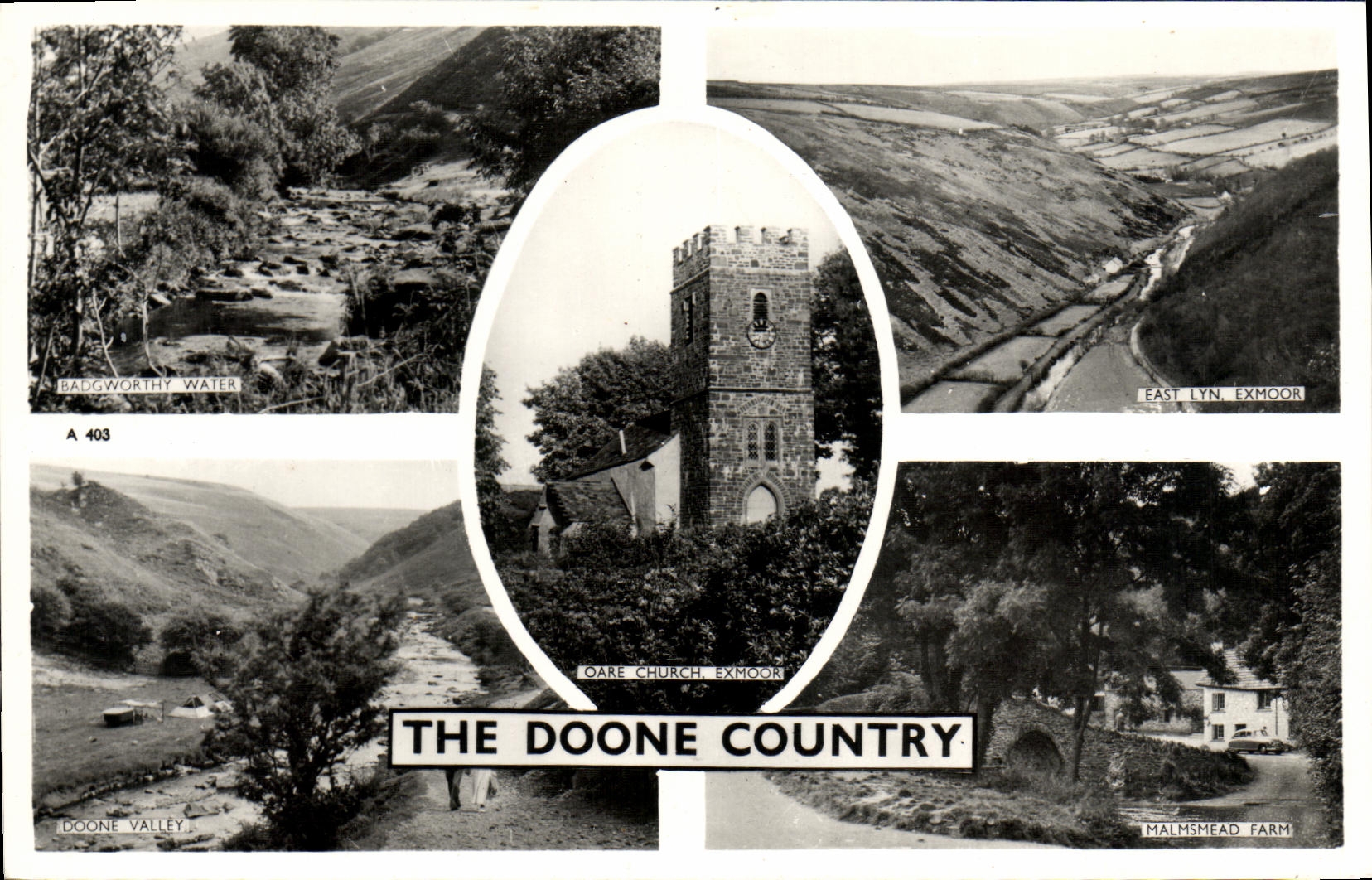The Doone Country — Badgworthy Water, Oare Church, East Lyn, Doone Valley, Malmsmead Farm — Blackmore Minehead Series A 403