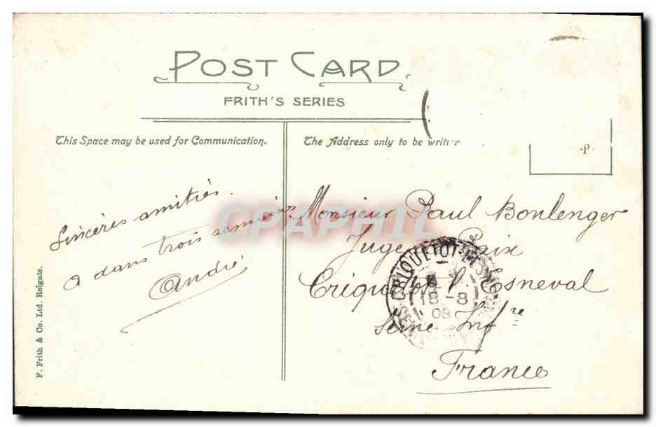CPA Deepdene Dorking — Rückseite