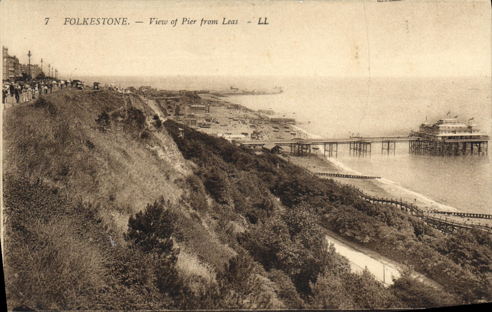 CPA Folkestone View of Pier from Leas