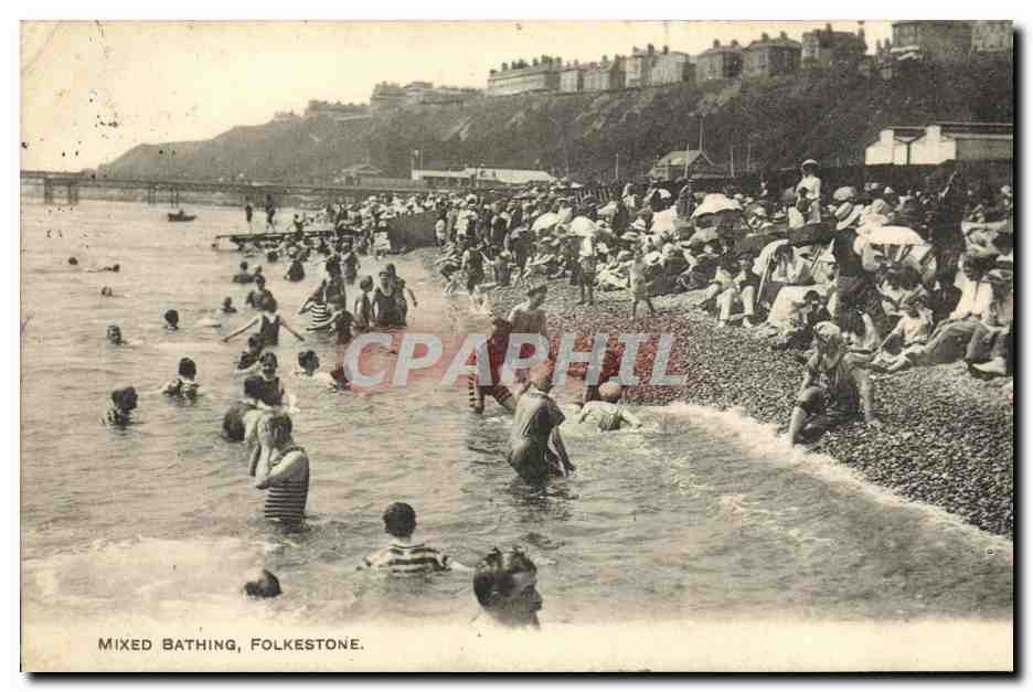 CPA Mixed Bathing Folkestone
