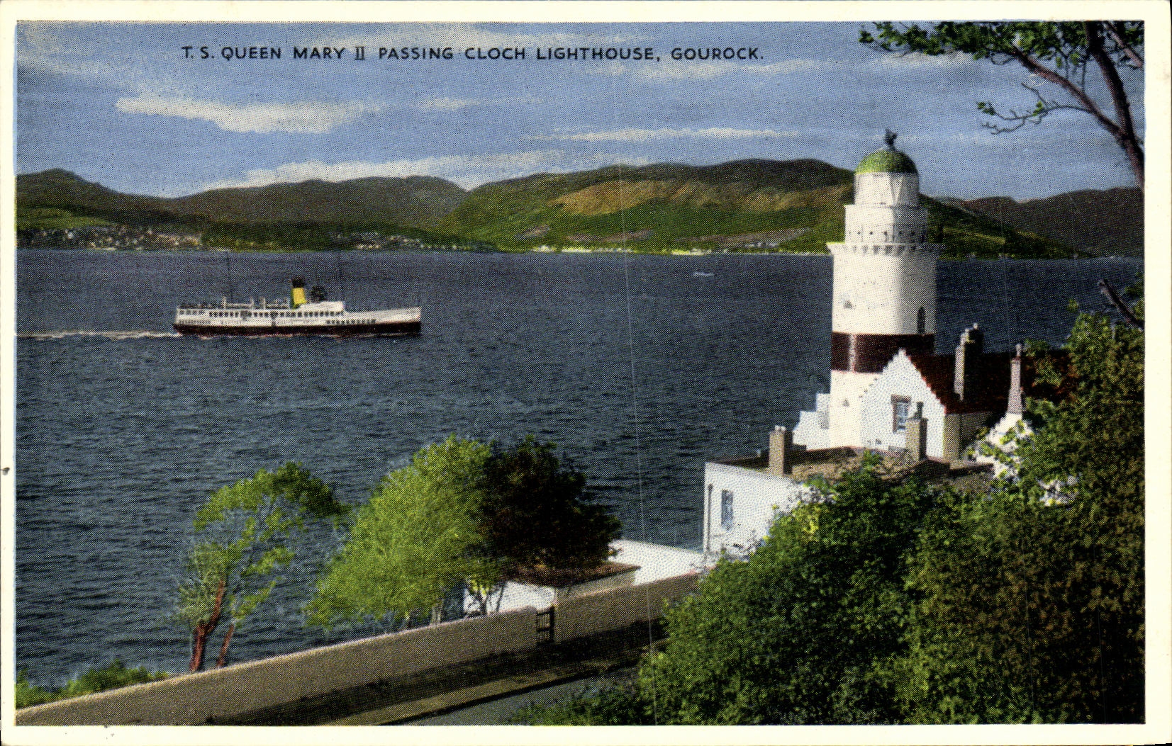 CPA T S Queen Mary ll Passing Cloch Lighthouse Gourock