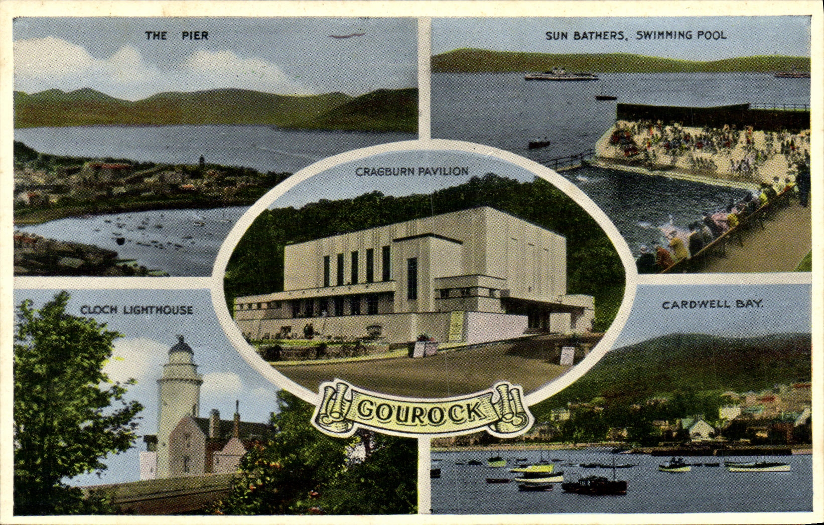 CPA Gourock The Pier Sun Bathers Swimming pool Coch Lighthouse Cardwell Bay