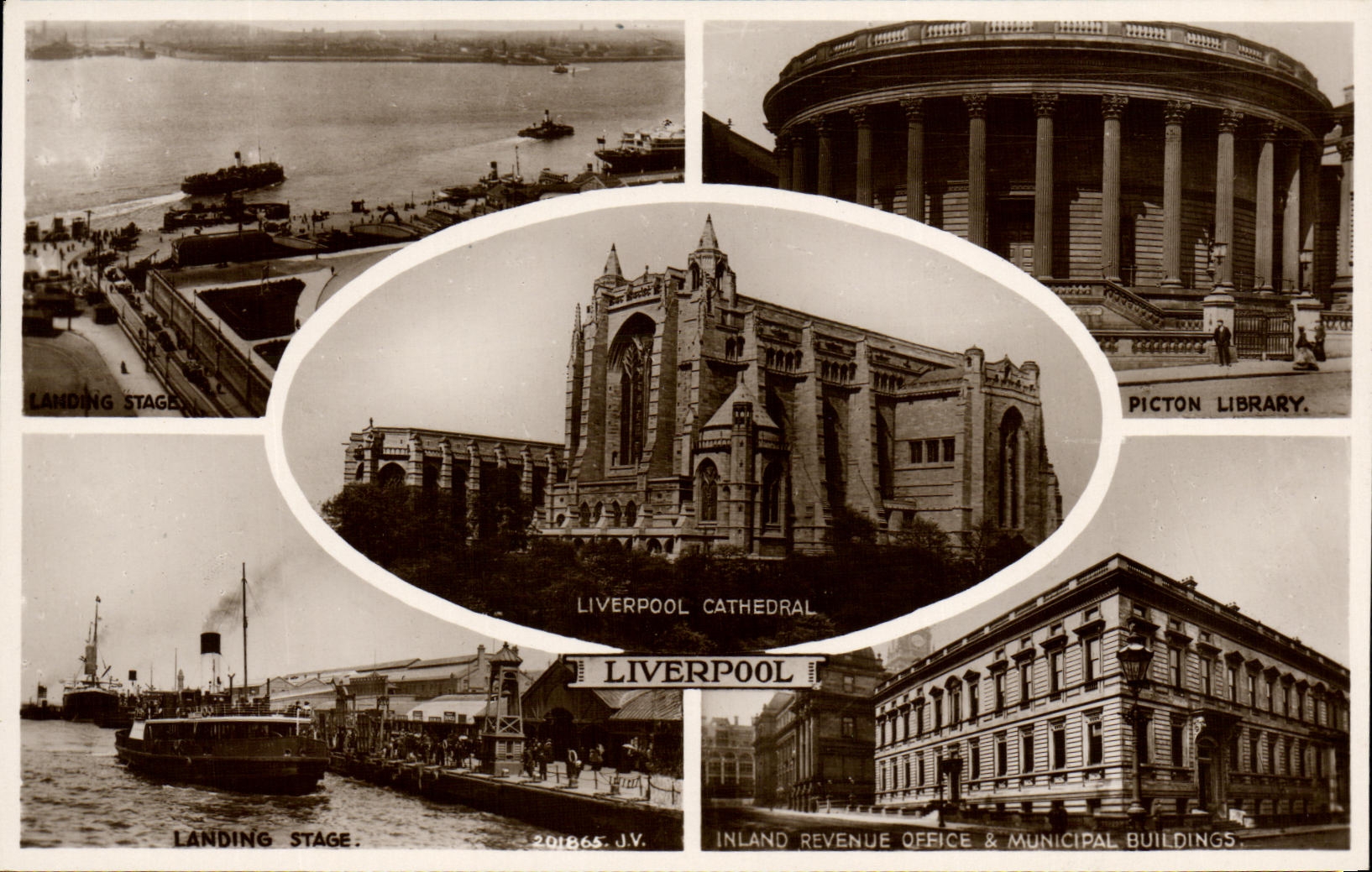 CPA Liverpool Cathedral Picton Library Landing stage 