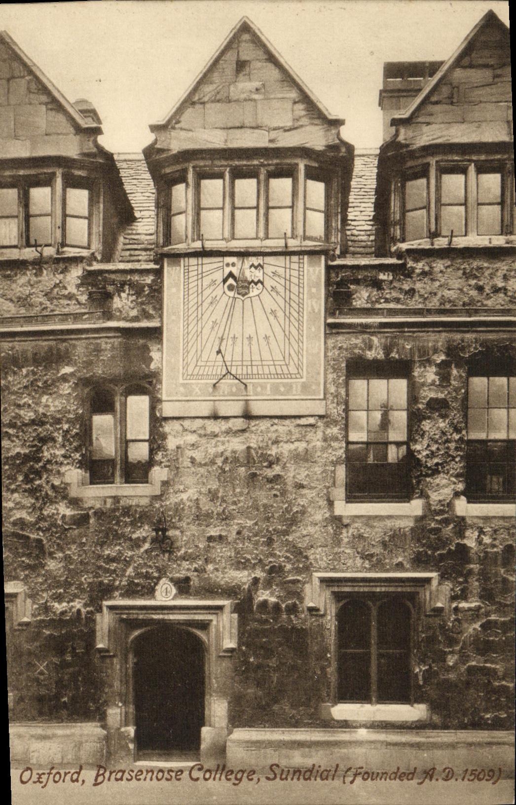 Oxford, Brasenose College — Sundial (Founded A.D. 1509) — Affix Davis, Oxford