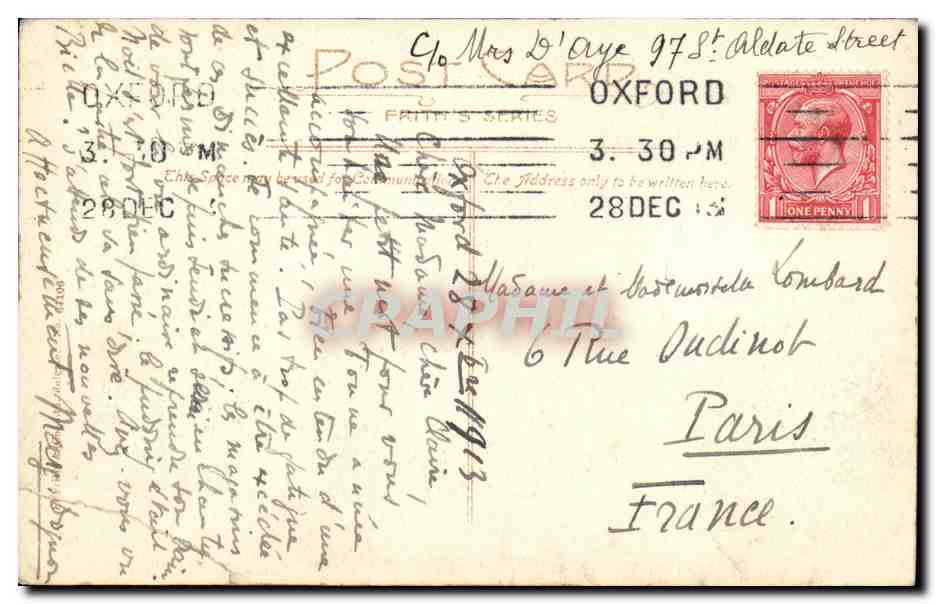 CPA Oxford Brasenose College New Quadrangle  — Rückseite