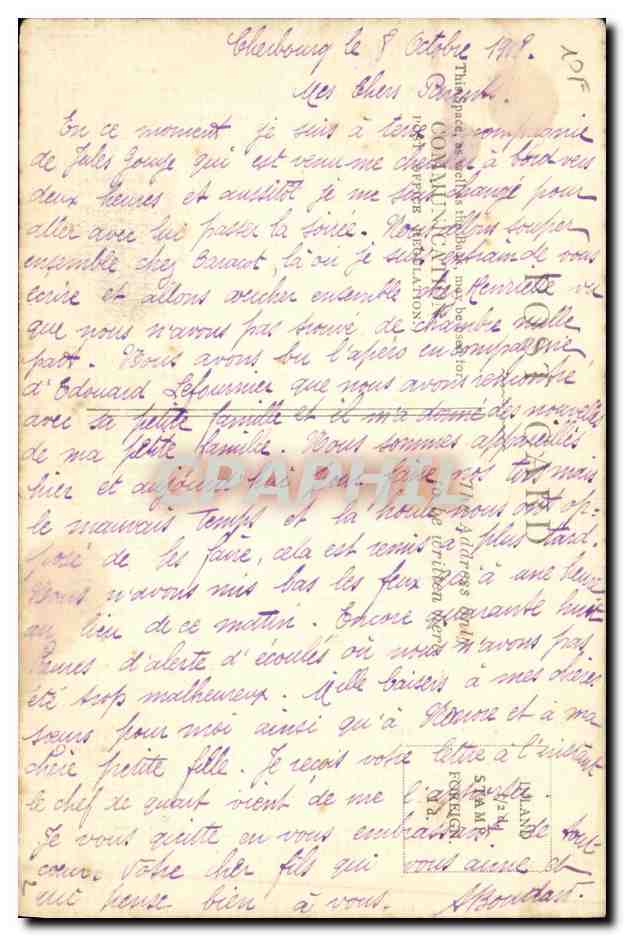 CPA Guernsey Pleinmont point carte toilee  — Rückseite