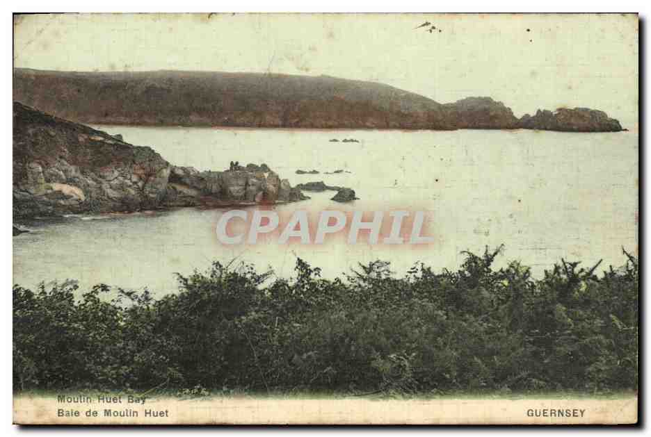 CPA Guernsey Moulin Hute Bay Bale de Moulin Huet carte toilee 