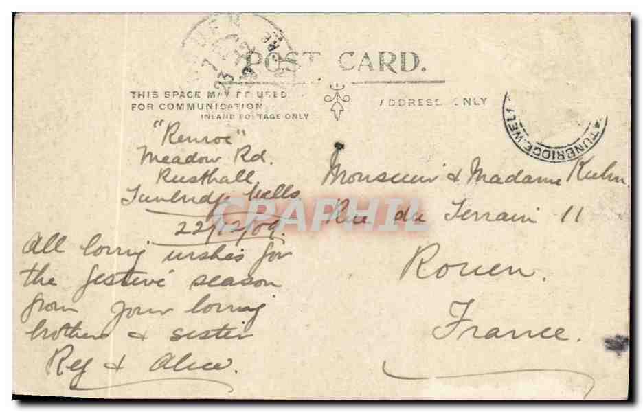 CPA Christmas Greeting The Common Turbnbridge Wells — Rückseite