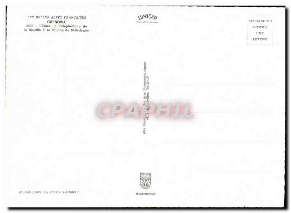 Grenoble — Vue de la Bastille et de la Chaîne de Belledonne — Éditeur LUMICAP — Reverso
