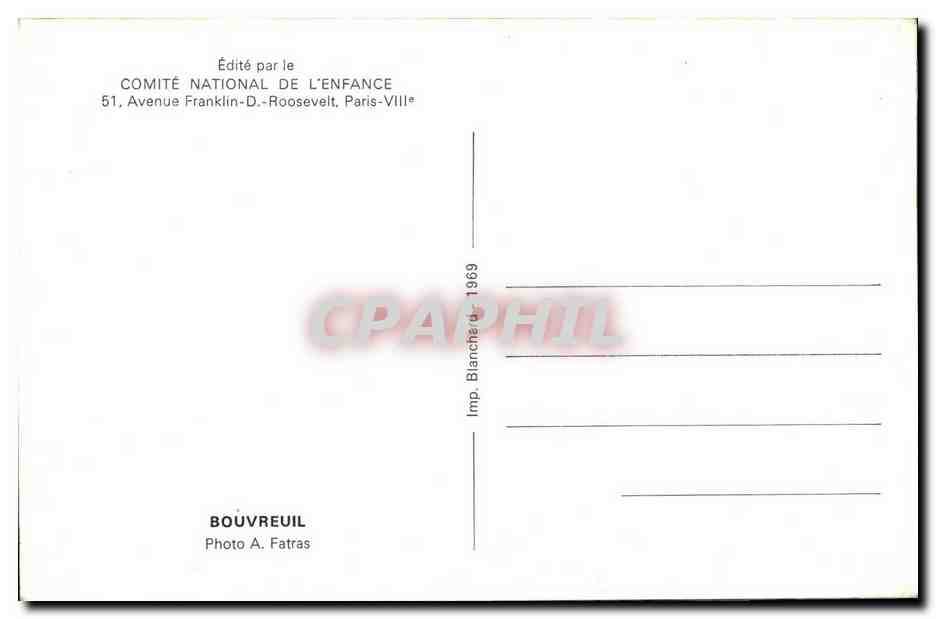 CPM Comite National L Enfance Paris Bouvreuil oiseau — Rückseite