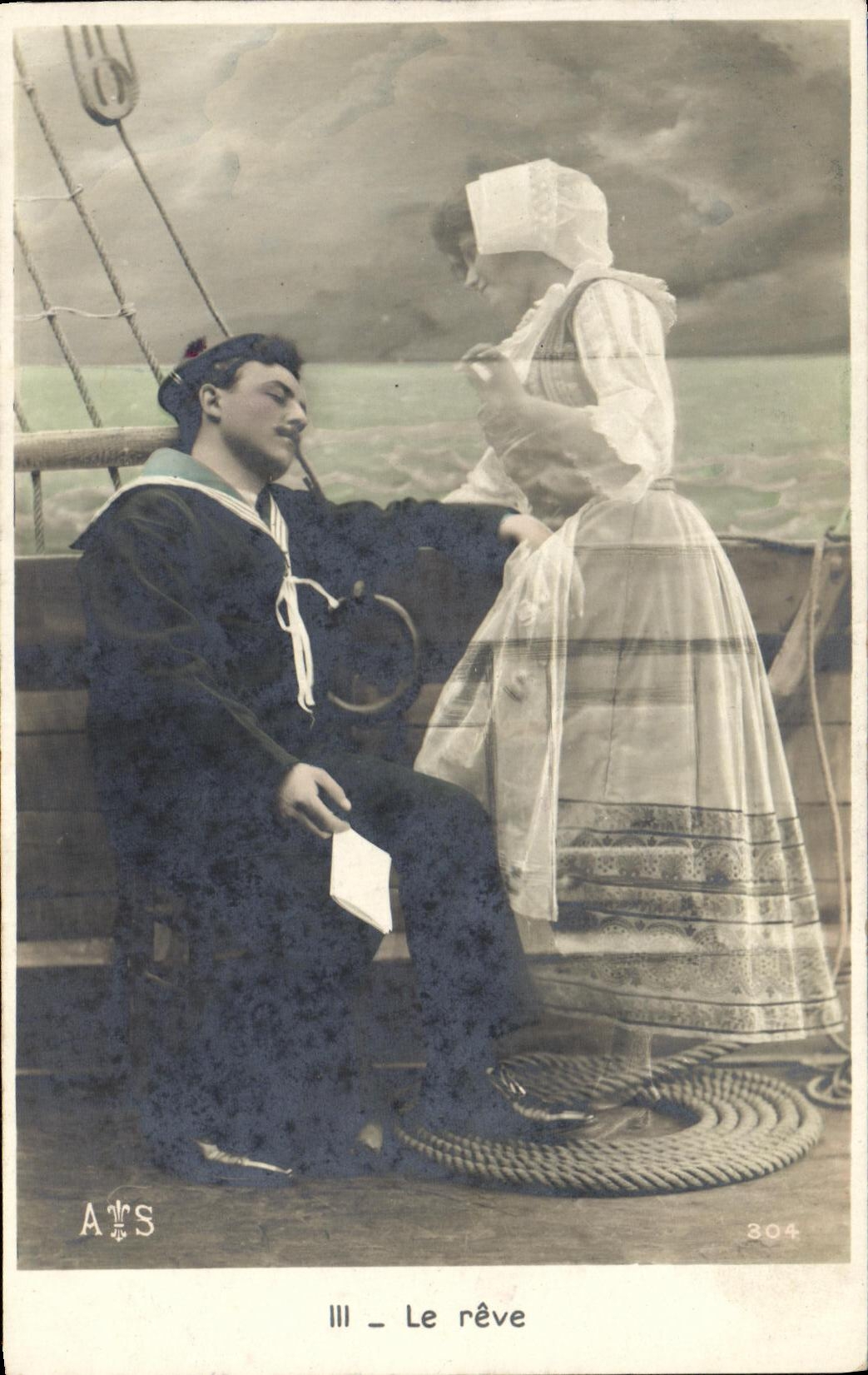 Marin et femme à bord d'un navire — scène de rêve — A&S, n°304