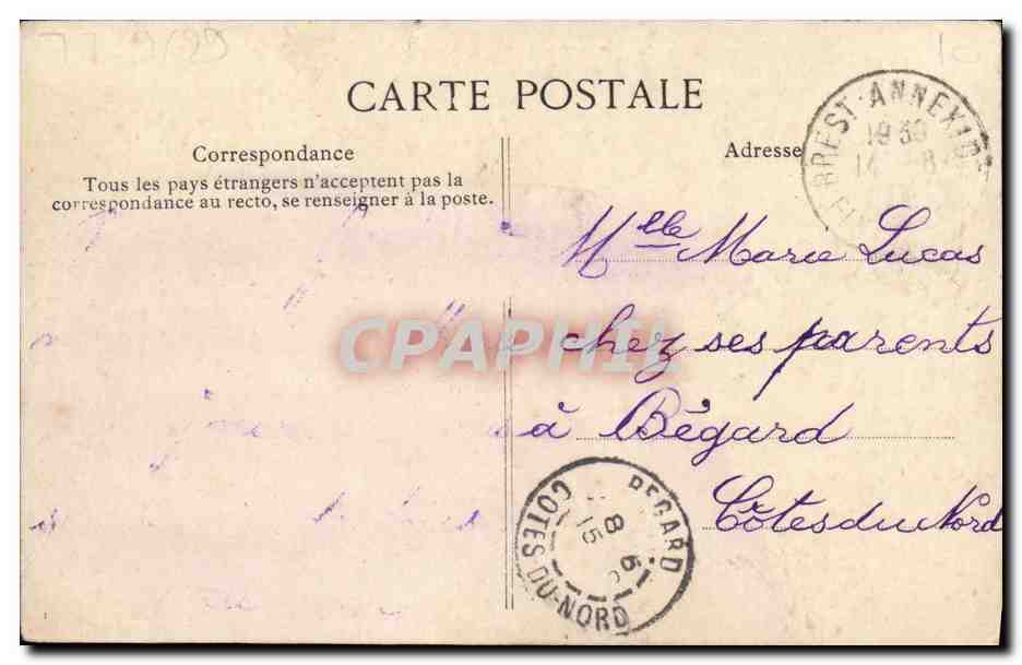 CPA Costumes Bretons Monsieur le futur Maire de Comfort Finistere Enfant  — Rückseite