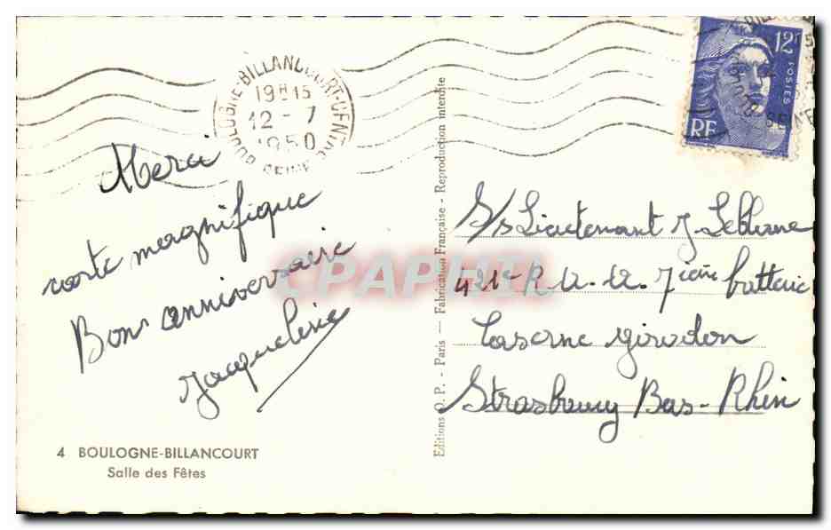 Salle des Fêtes de Boulogne-Billancourt — Éditions O.P. — n°4 — Reverso