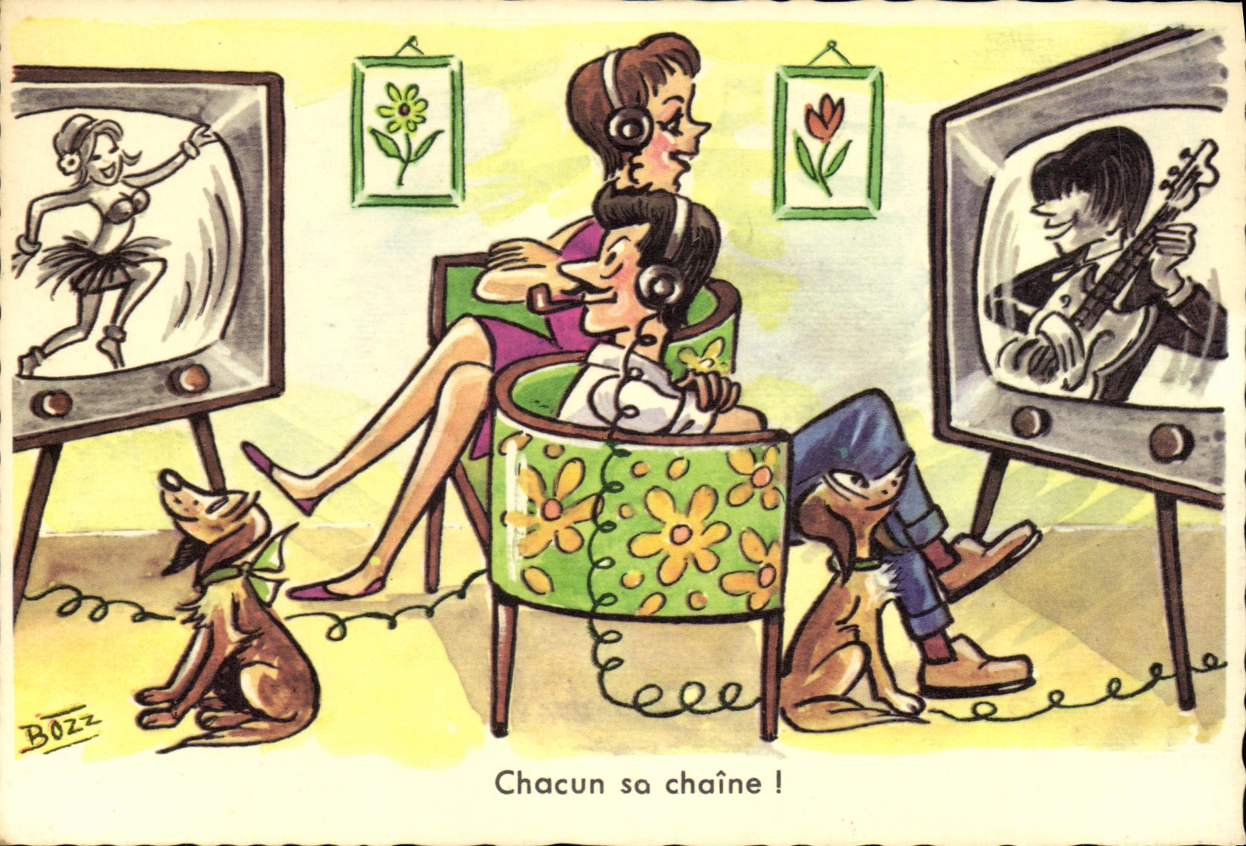 CPA Chacun So Chaine Television Musique Chien Humour 