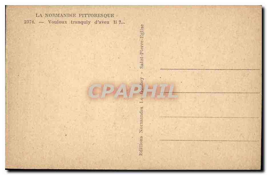 CPA Normandie Pittoresque Vouloux Tranquiy d aveu Ane Folklore Paysan — Rückseite