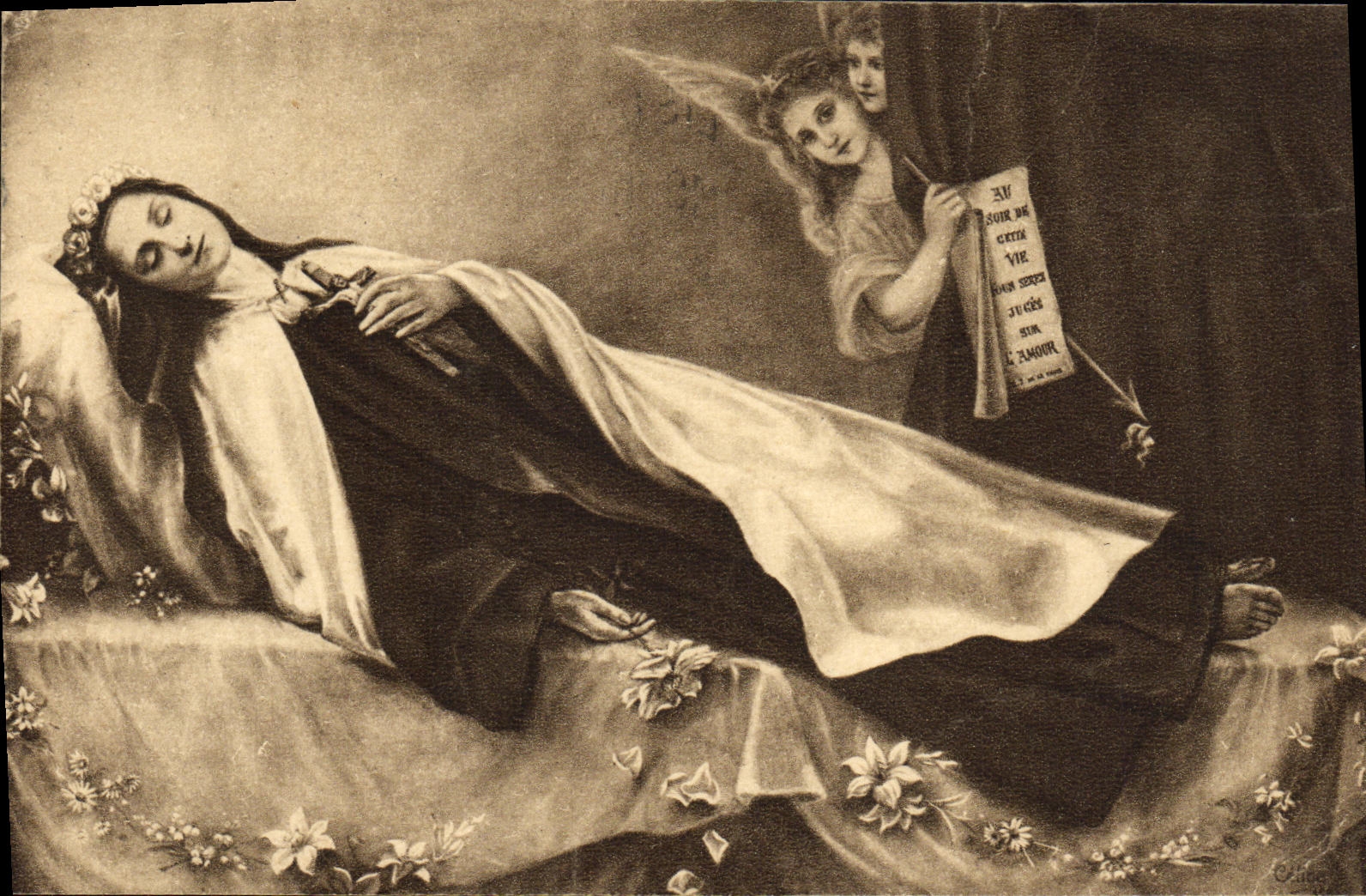 CPA Sainte therese de l enfant Jesus sur son lit de mort 